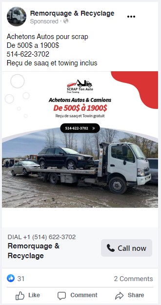 towing marketers used omni precense marketing tactics to get 1000s leads per week forscraptonauto.ca