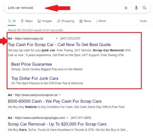 Towing Marketers helped scapy to get top of Google ranking page.